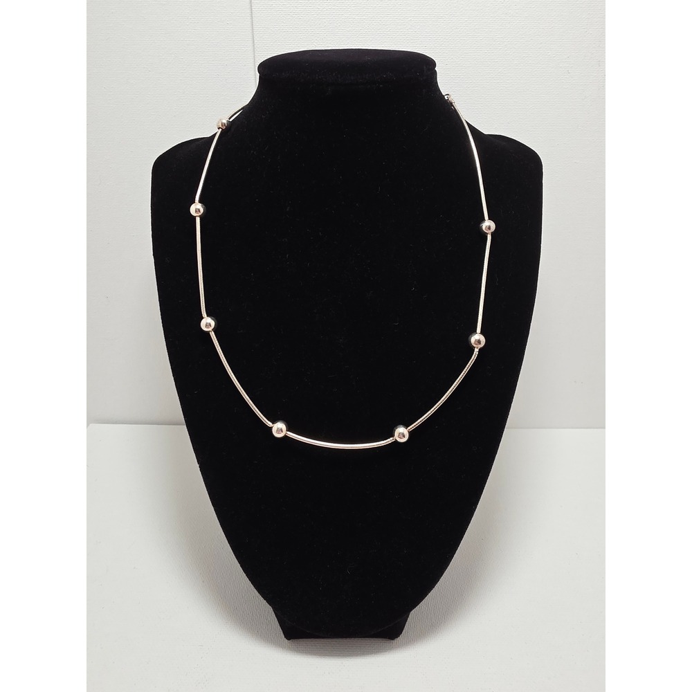 Milor Italy 925 Sterling Silver Snake Chain Bead Necklace Vintage 10g